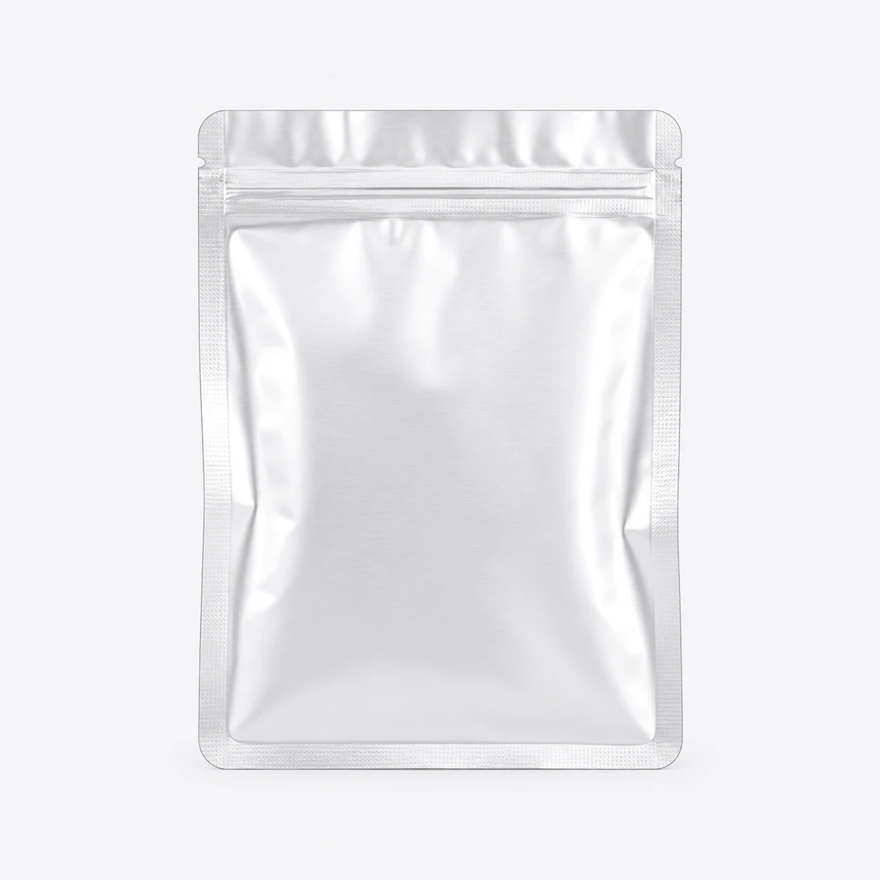 Metallized 3‑side seal zip pouch